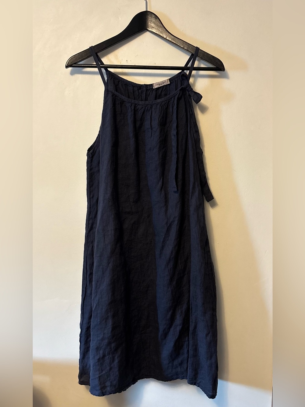 LUNGO L’ARNO Navy Blue Linen Dress Size Large